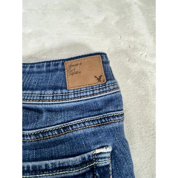 VTG American Eagle‎ Women’s Jean Shorts 8 Long Bermuda Stretch Denim - Picture 4 of 9